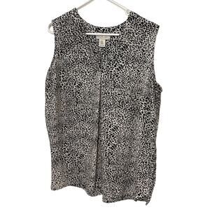 Rachel Zoe sleeveless blouse black and white cheetah leopard print 1X
